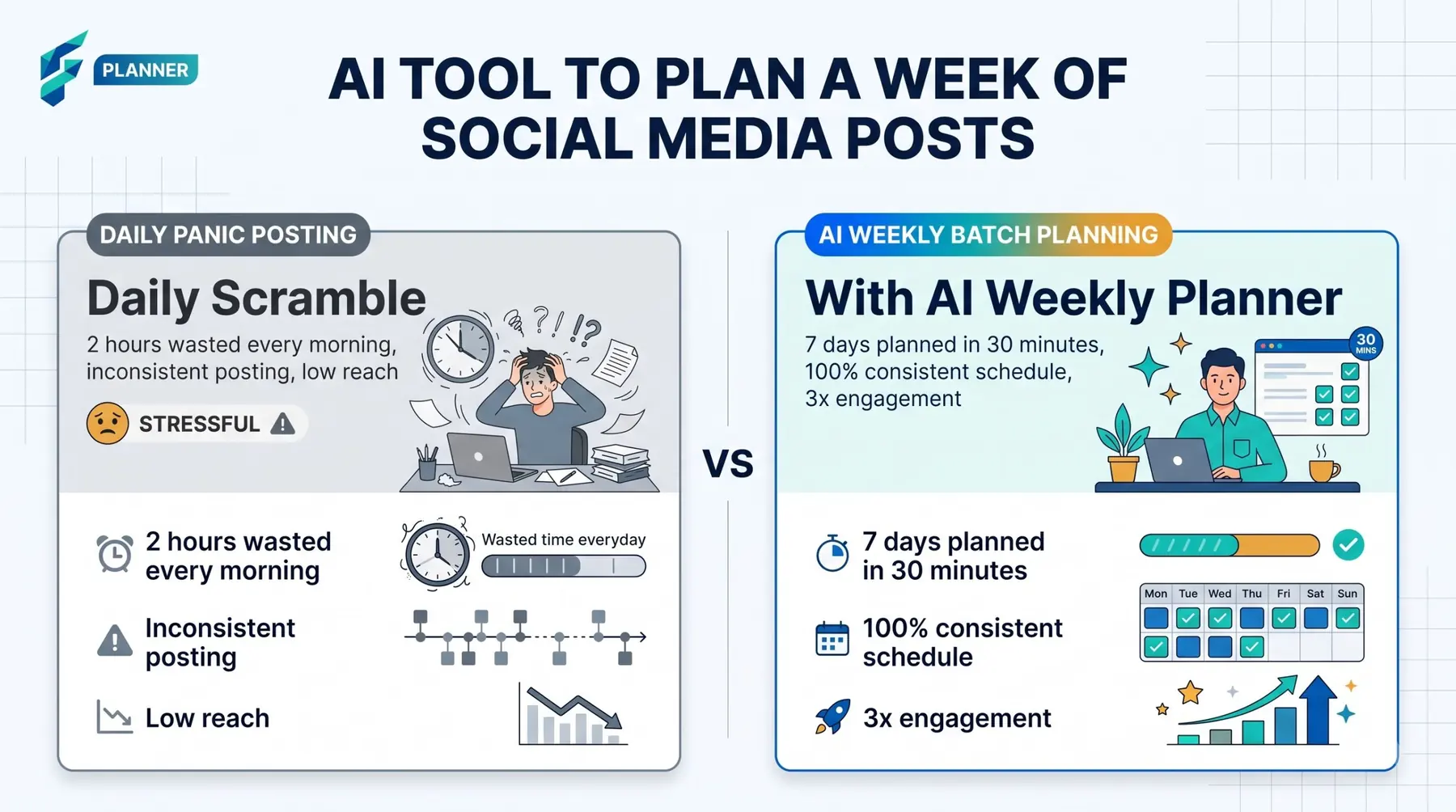AI tool to plan a week of social media posts