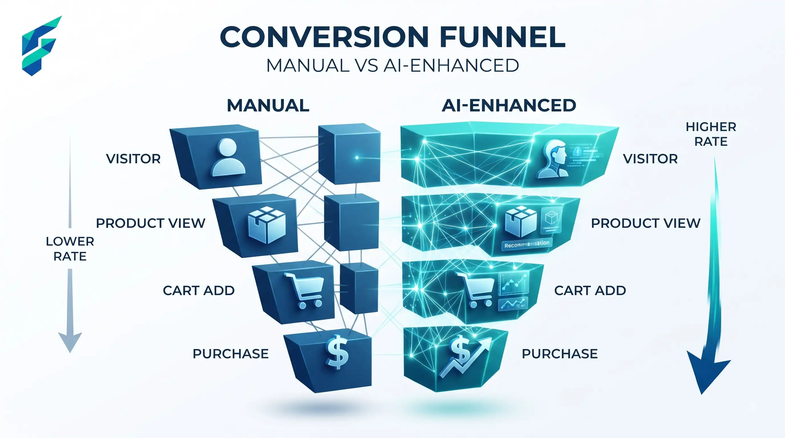 Visual comparison of AI tools for ecommerce - built-in platform features vs third-party apps