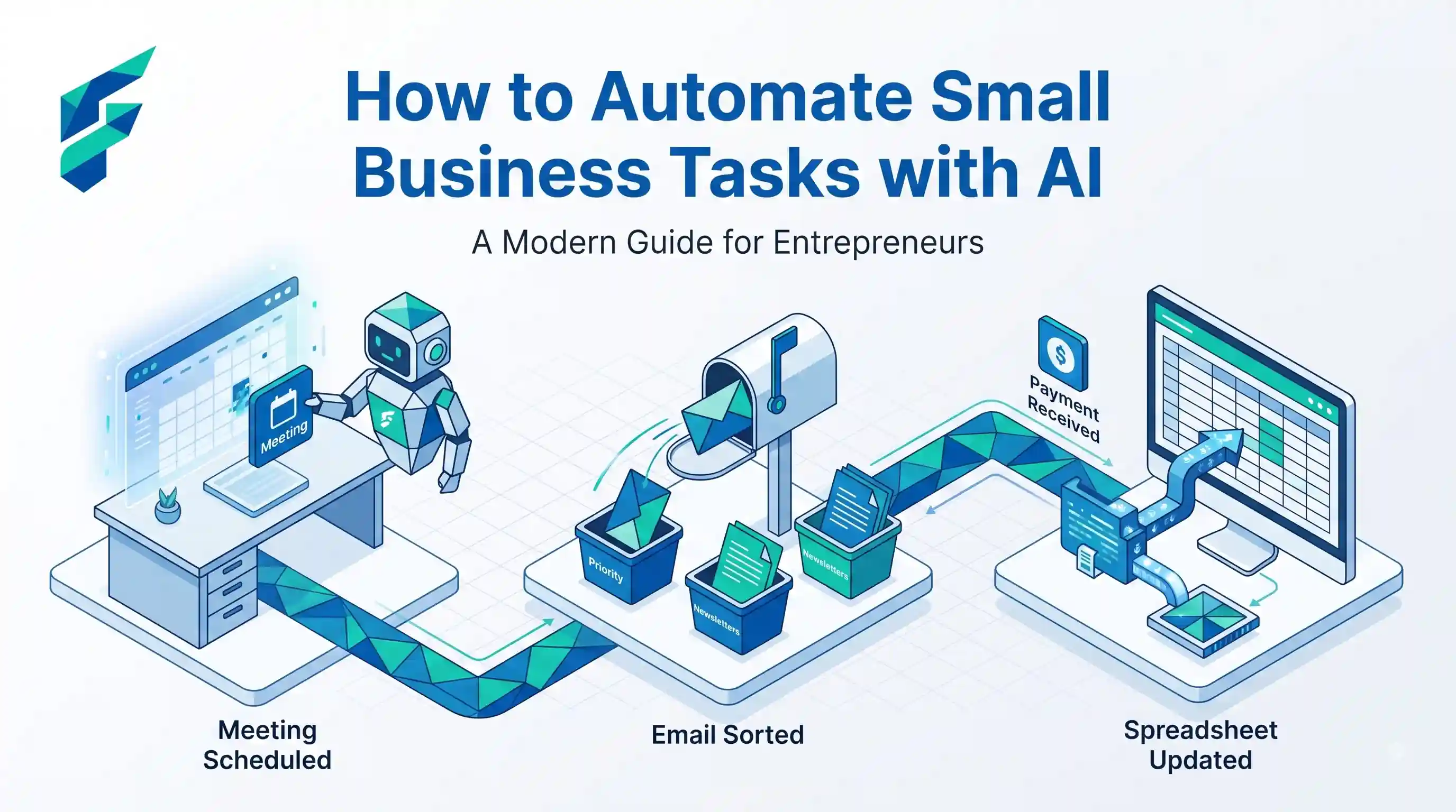 Small business owner using AI automation tools to manage daily tasks and workflows efficiently